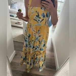 Cara Cara Floral Yellow and Blue Maxi Dress